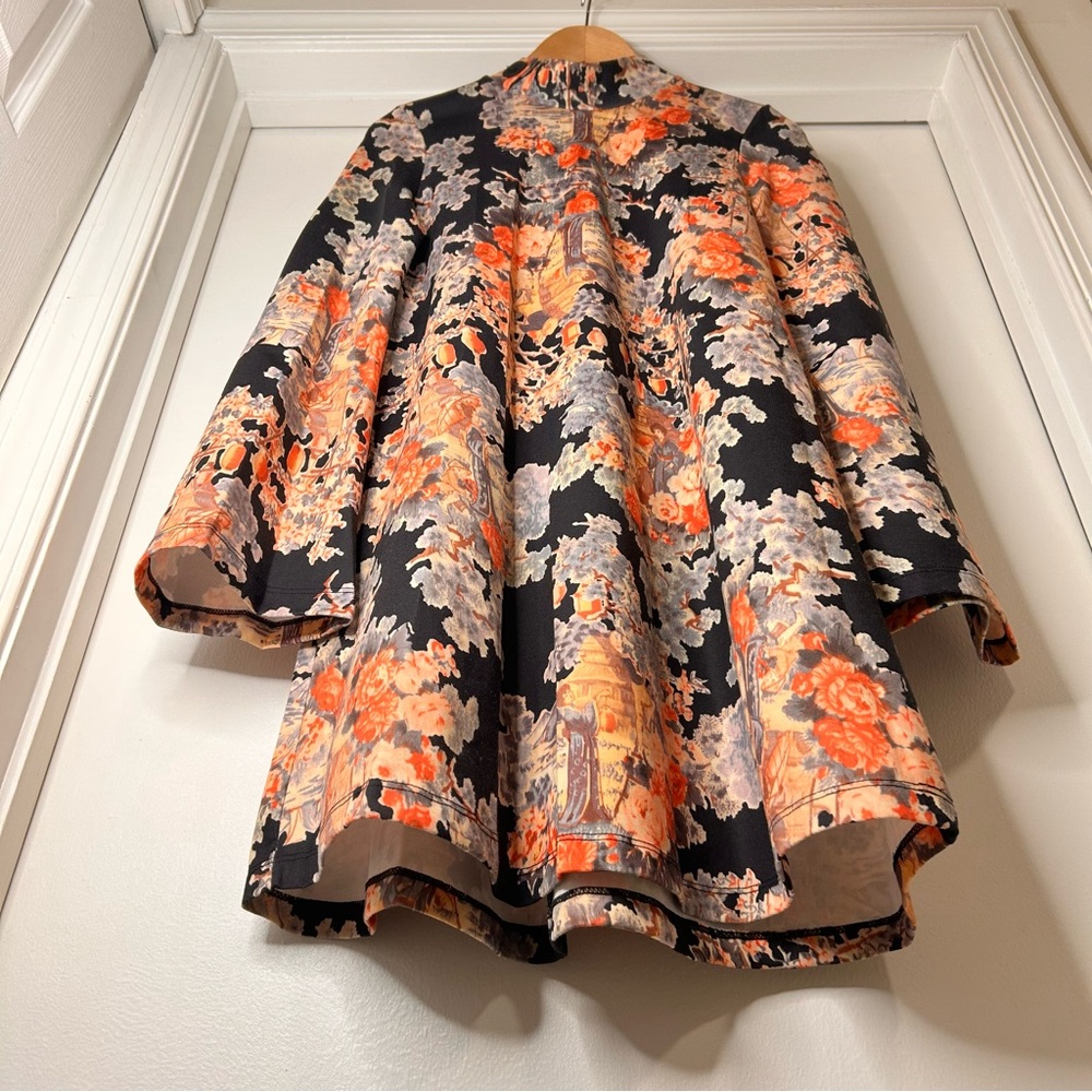 Zara Mock Neck Asian Print Dress - Size S - Picture 3 of 10